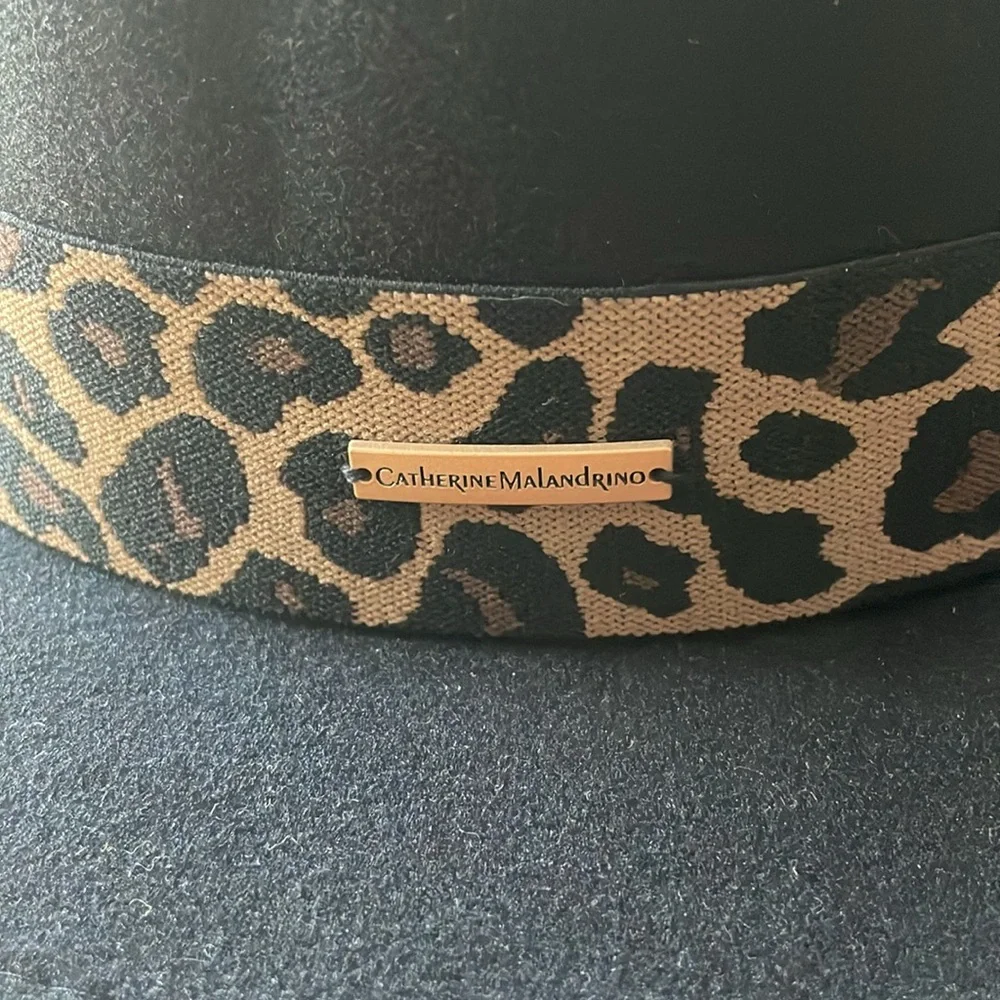 Catherine Malandrino Hat One Size- Black &Brown Animal Print Band LIKE NEW